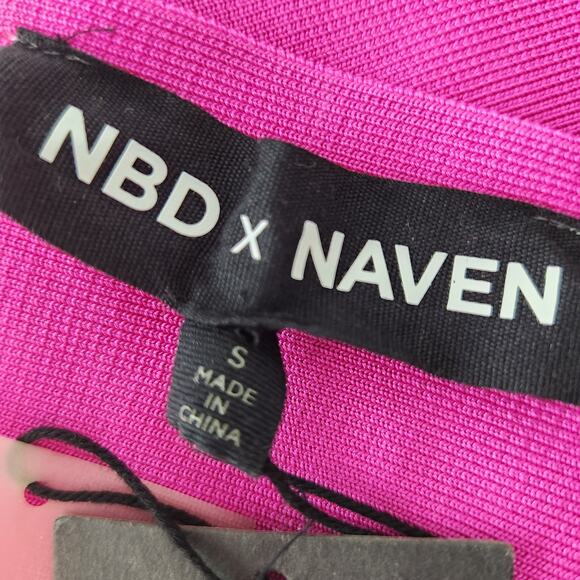 NBD x Naven Pippa Magenta Bandage Bodysuit with Cut-Out Waist & Back Small - Picture 7 of 11